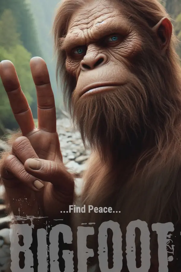 Rhonda Kay Bigfoot AI Generated Art: Find Peace Poster Thumbnail Image