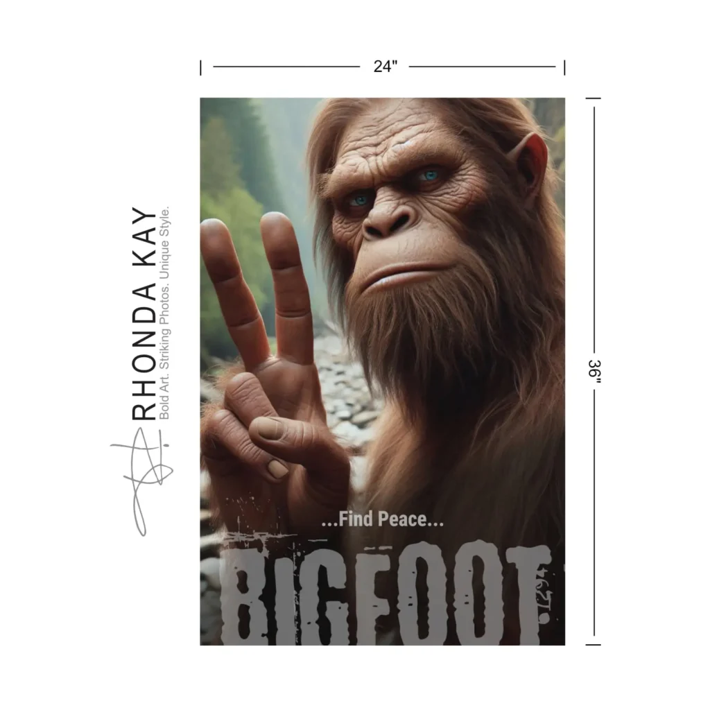 Bigfoot Motivational Poster – Find Peace Dimensions Image