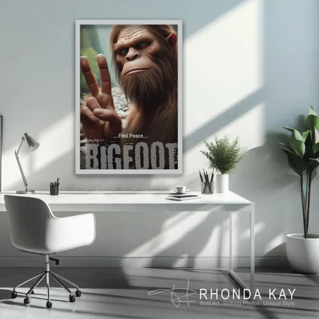 Bigfoot Motivational Poster – Find Peace Mockup Image 07